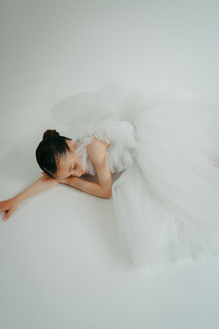 dreamy girl wearing francine white dress