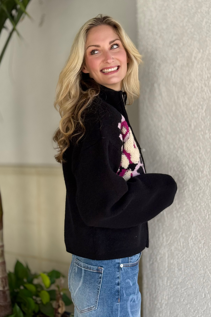 The Frosted Bloom Zip-Up Cardigan