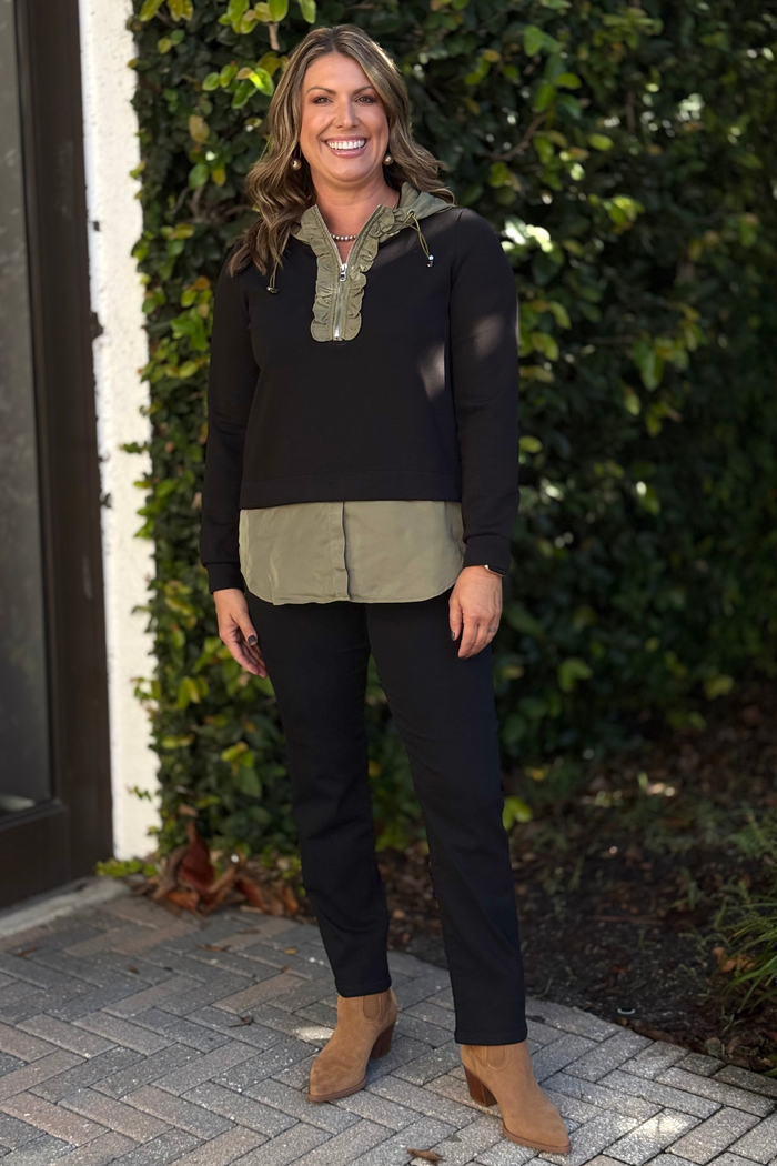 The Kaylee Ruffle Zip Hoodie Top