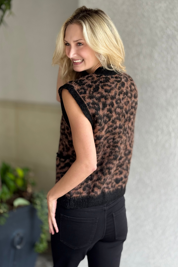 The Luxe Bronze Leopard Sweater Vest