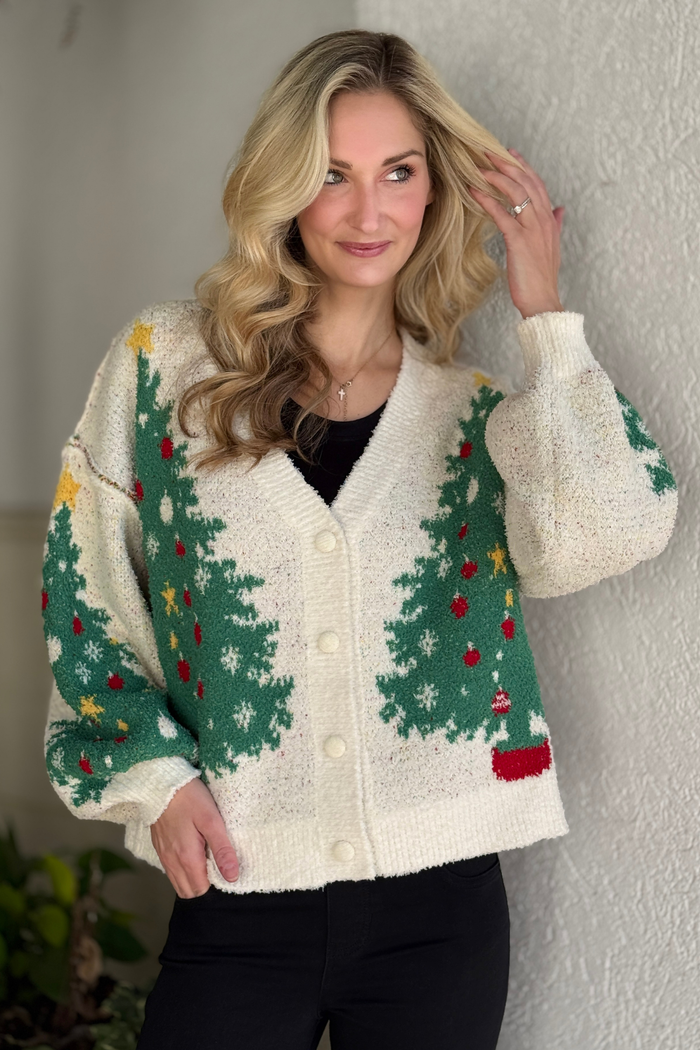 The Merry Evergreen Button-Up Cardigan