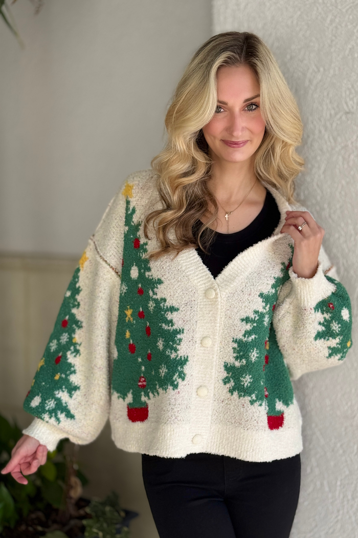 The Merry Evergreen Button-Up Cardigan