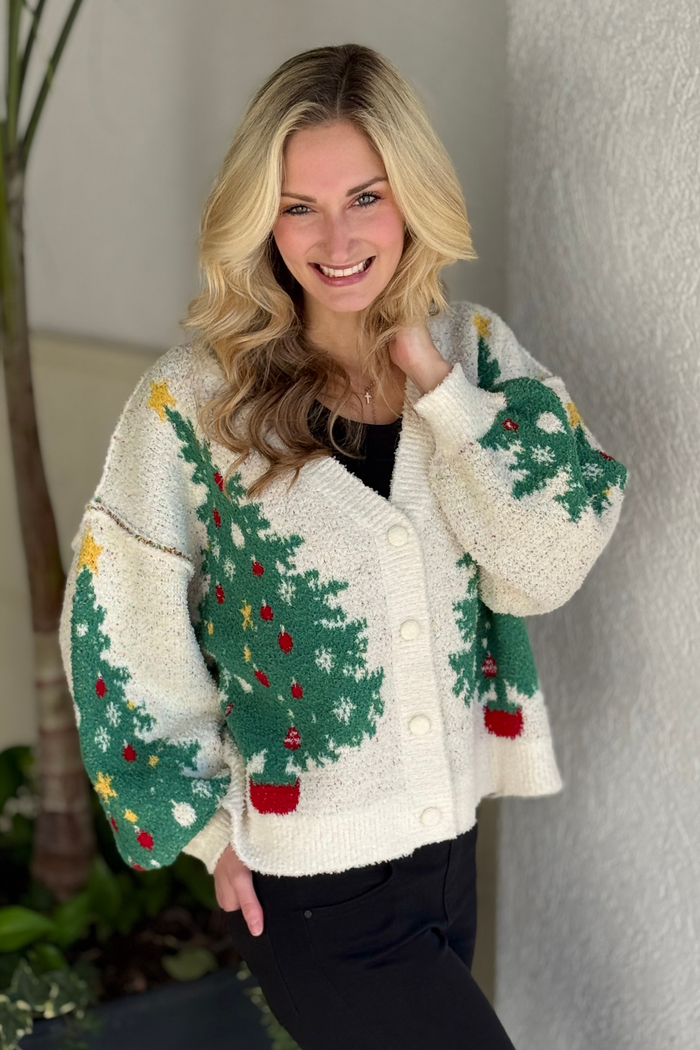 The Merry Evergreen Button-Up Cardigan
