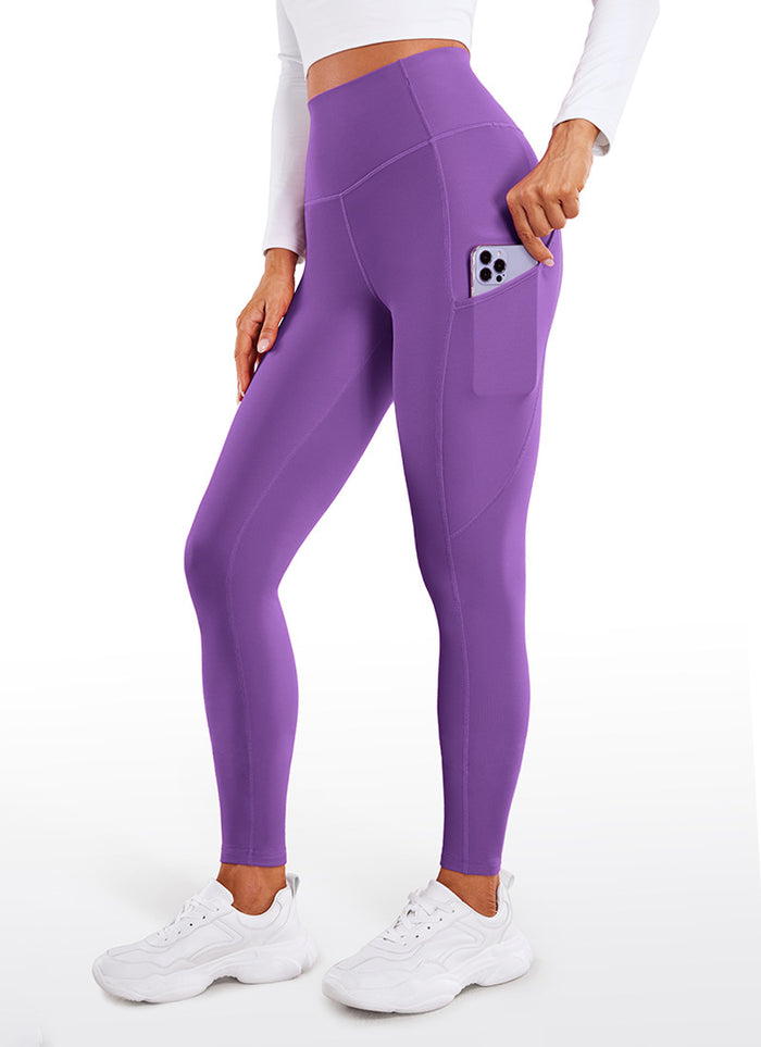 CRZ YOGA Women's High Rise Thermal Fleece Lined Pocket Leggings 28'' Royal Lilac