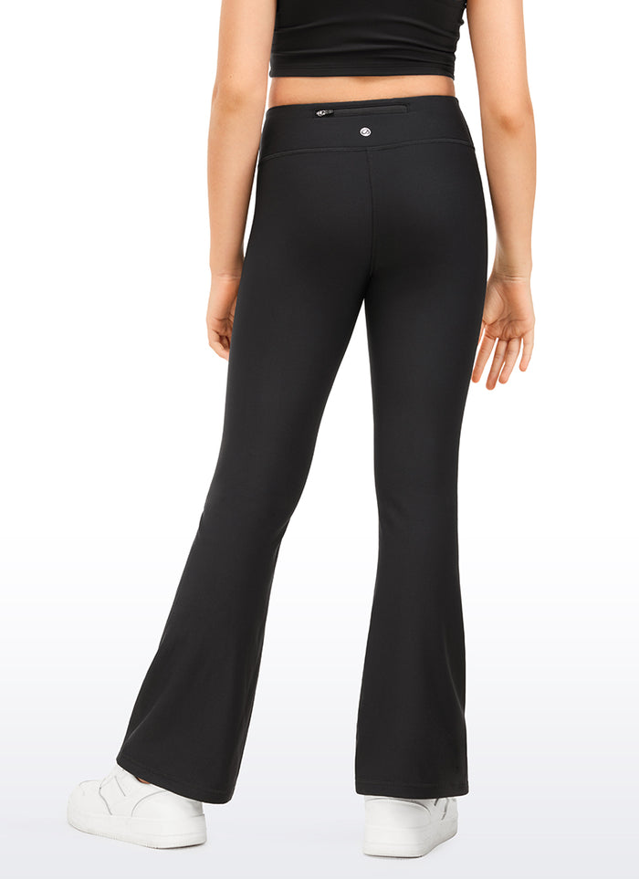 CRZ YOGA Girl's High Rise Thermal Fleece Lined Soft Flare Leggings Black