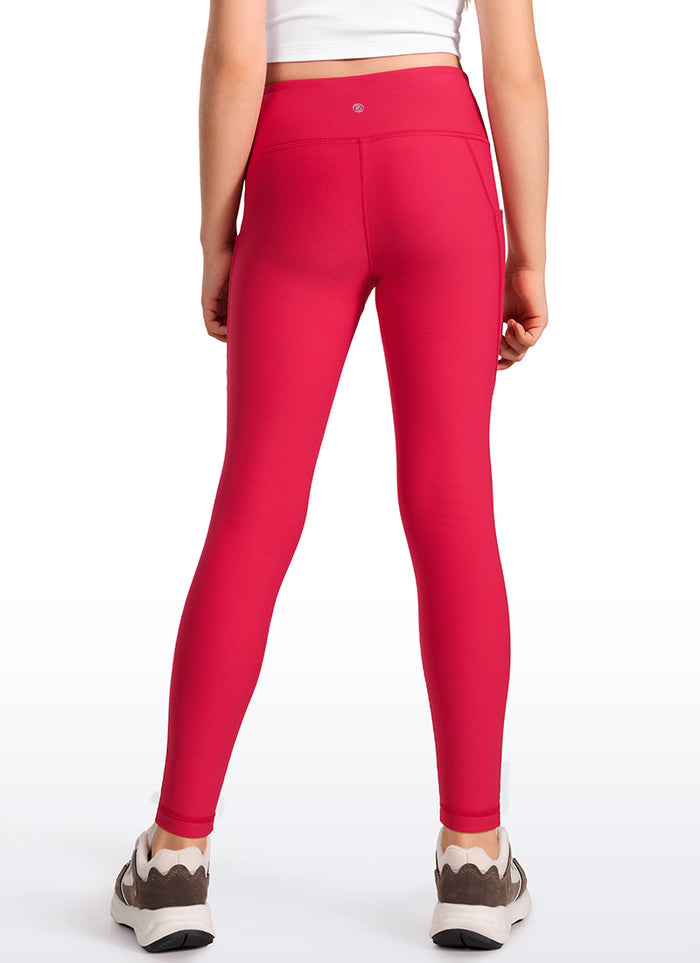 CRZ YOGA Girl's High Rise Thermal Fleece Lined Soft Pocket Leggings Viva Magenta