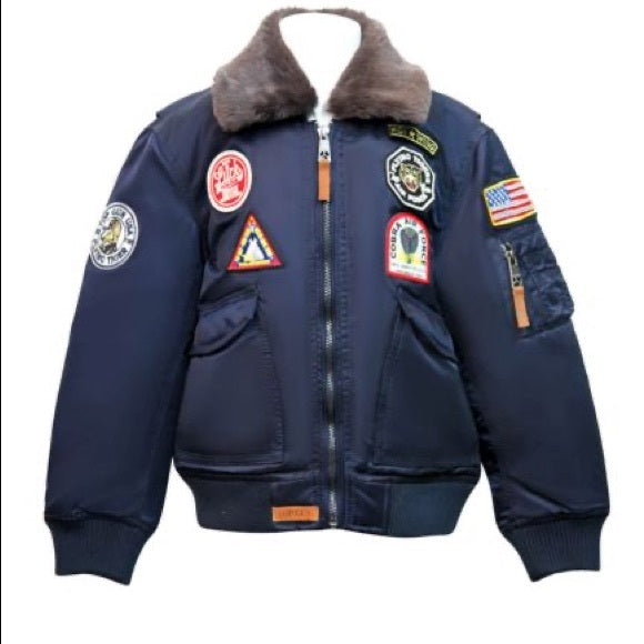 Top Gun - Kids Eagle Nylon Bomber Jacket - Black - Clique Apparel