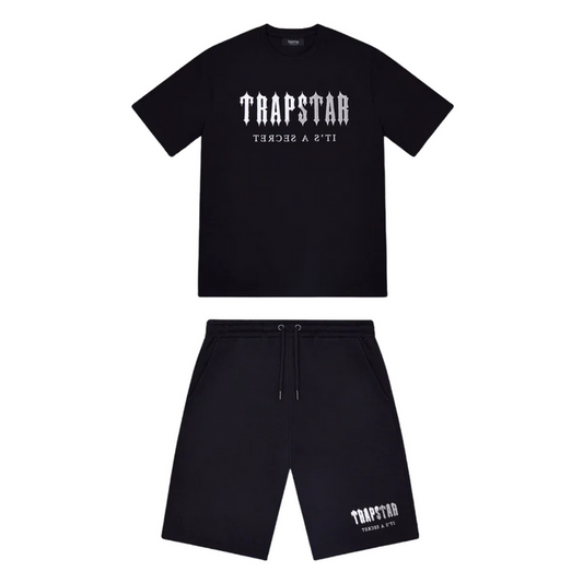 Trapstar Chenille Decoded Short Set Black/White