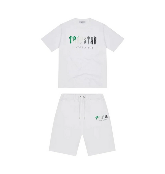 Trapstar Chenille Decoded Short Set White/Green