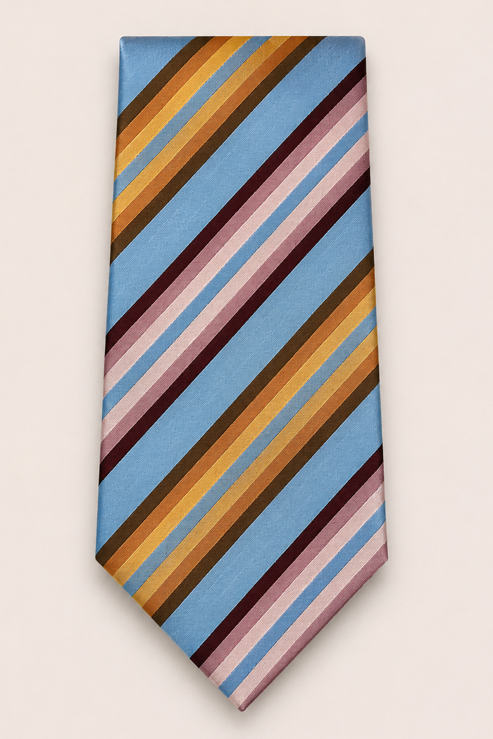 Trent Nathan 100% Silk bright pastel stripe tie