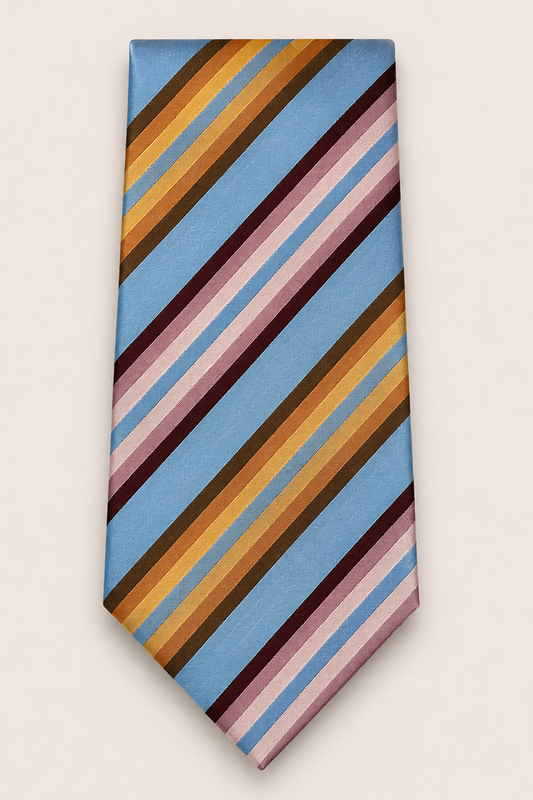 Trent Nathan 100% Silk bright pastel stripe tie