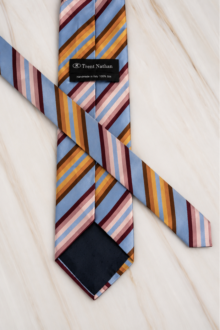 Trent Nathan 100% Silk bright pastel stripe tie