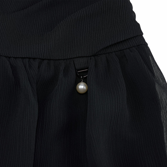 Tulle Drape Skirt (Black)