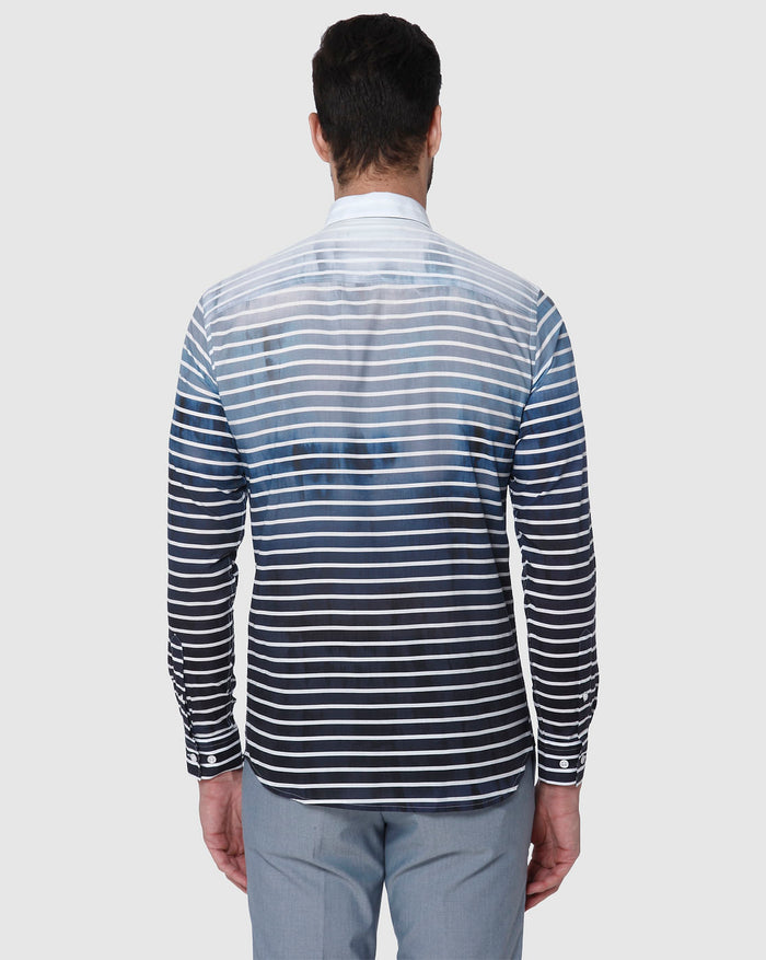 Turquoise Striped Full Sleeves Shirt