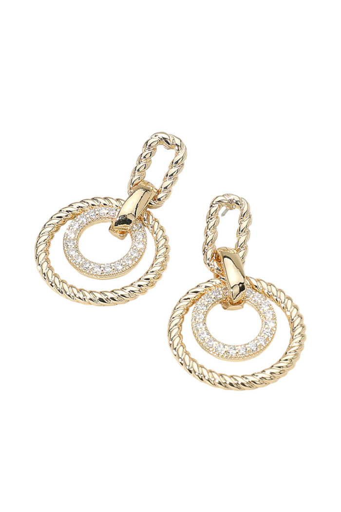 Twisted Luxe Double Circle CZ Earrings