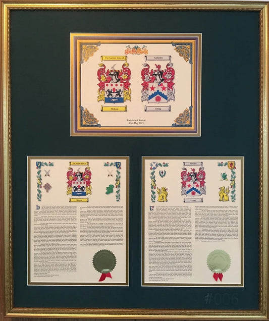 Two Coat of Arms & Family Histories — Twin Prints (20" x 24")
