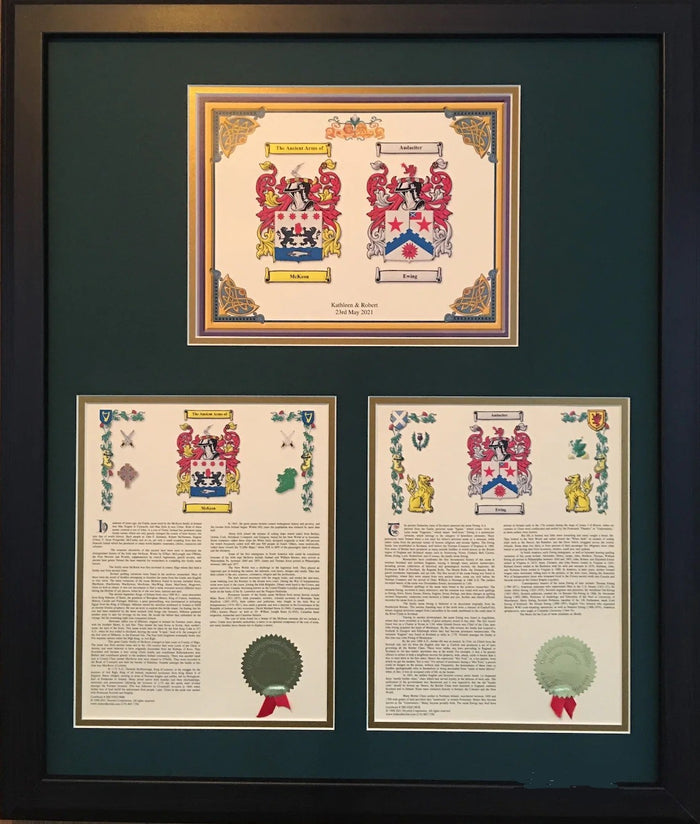 Two Coat of Arms & Family Histories — Twin Prints (20" x 24")