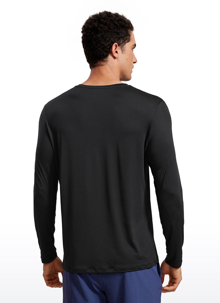 CRZ YOGA Men's Training Classic Fit Ultralight Crew Neck Long Sleeves Black