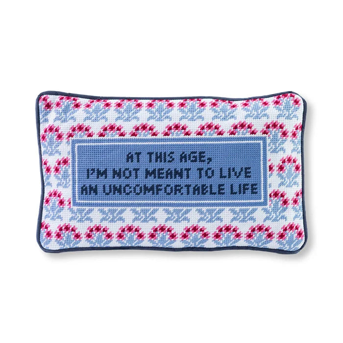 Uncomfortable 'White Lotus' Needlepoint Pillow