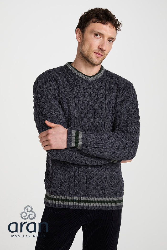 Unisex Inishbeg Stripe Crew Neck - Dark Grey
