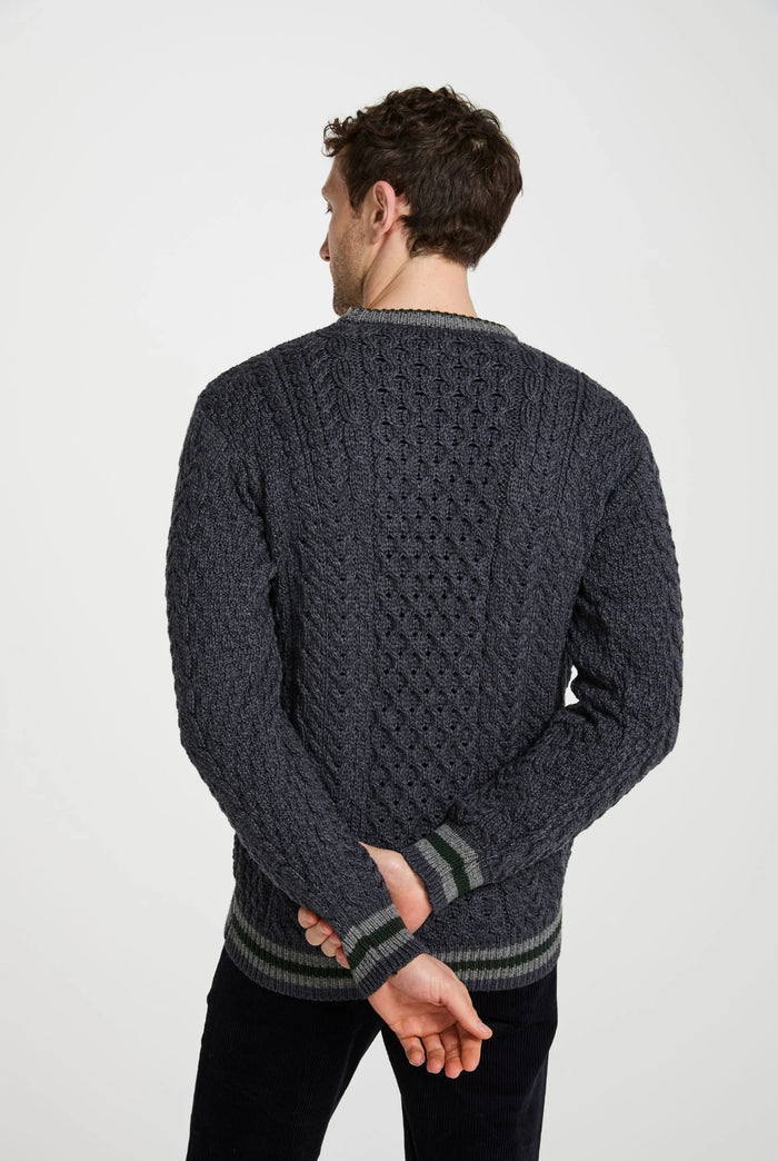 Unisex Inishbeg Stripe Crew Neck - Dark Grey