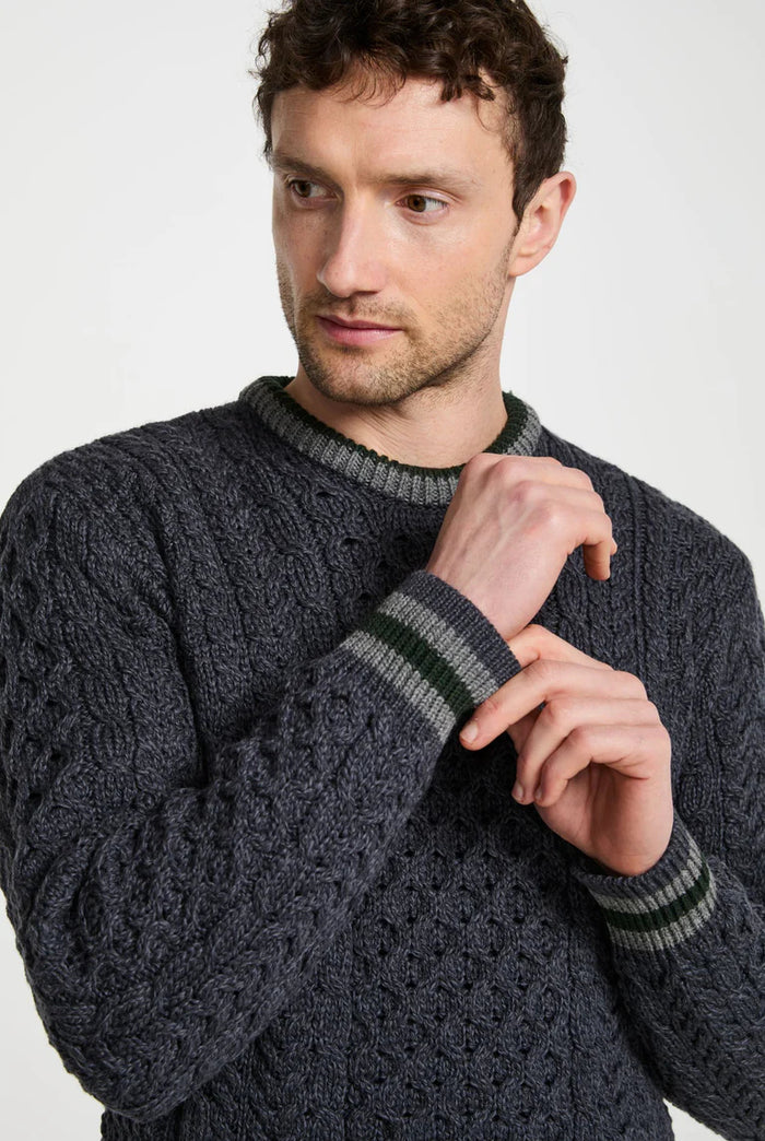 Unisex Inishbeg Stripe Crew Neck - Dark Grey