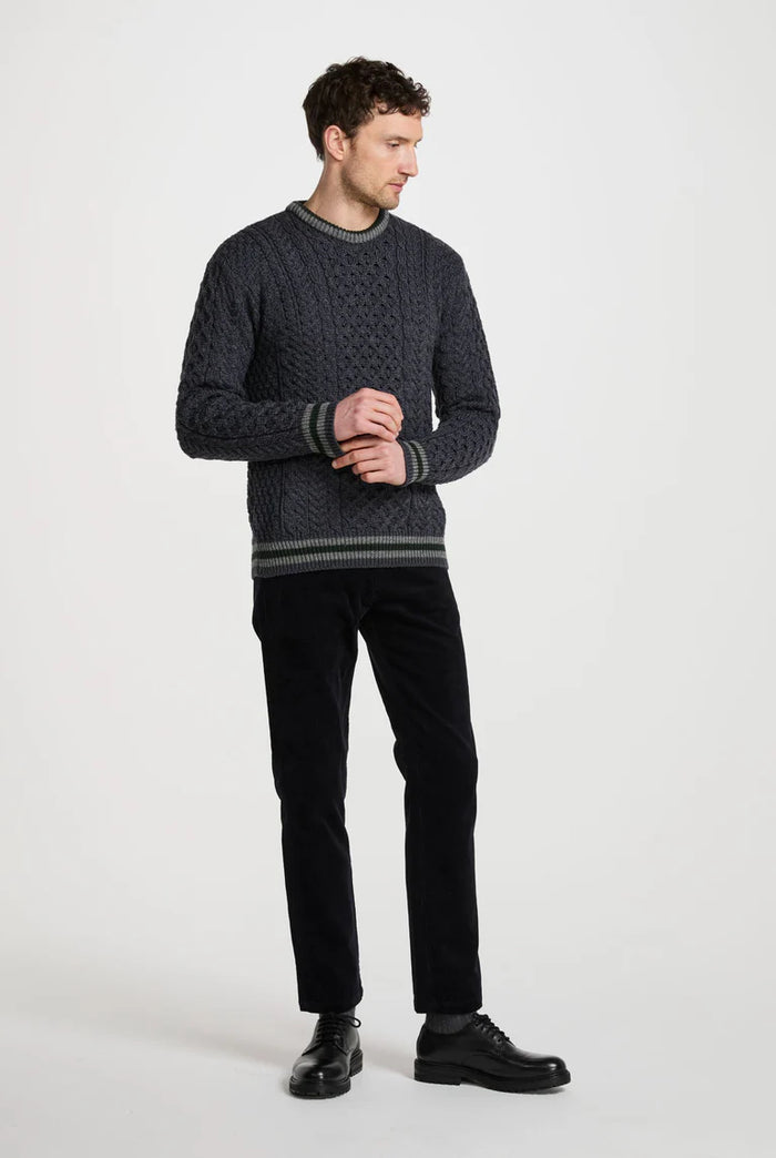Unisex Inishbeg Stripe Crew Neck - Dark Grey