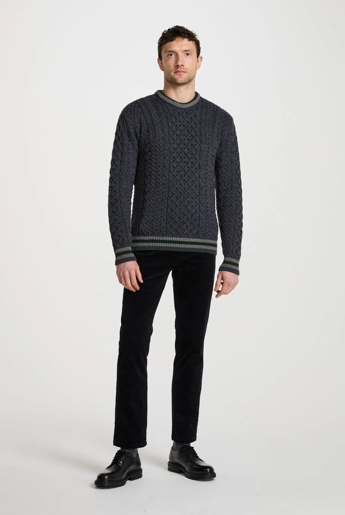 Unisex Inishbeg Stripe Crew Neck - Dark Grey