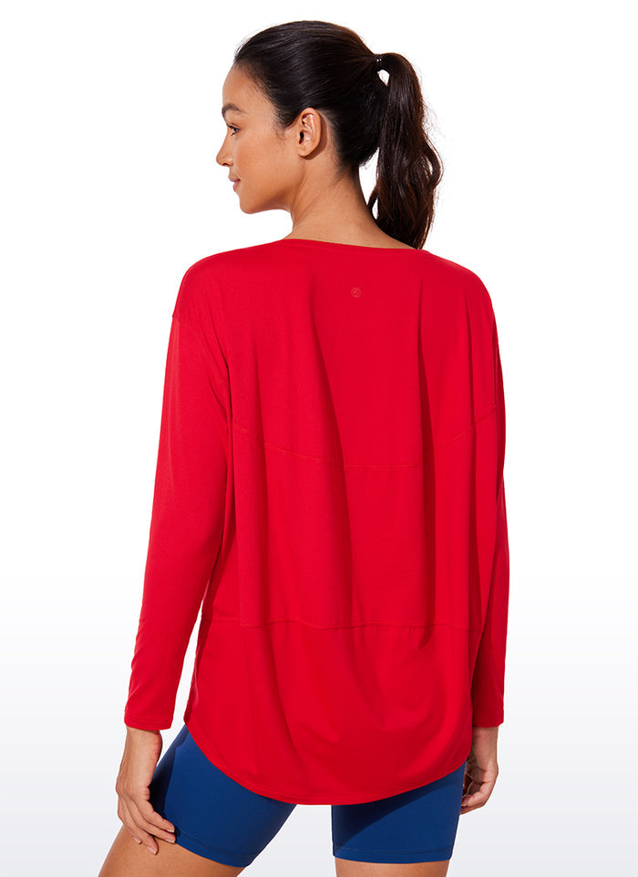 CRZ YOGA Women UPF 50+ Run Lightweight Loose Fit Long Sleeves Festival Red