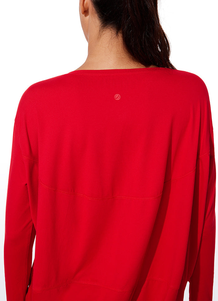CRZ YOGA Women UPF 50+ Run Lightweight Loose Fit Long Sleeves Festival Red