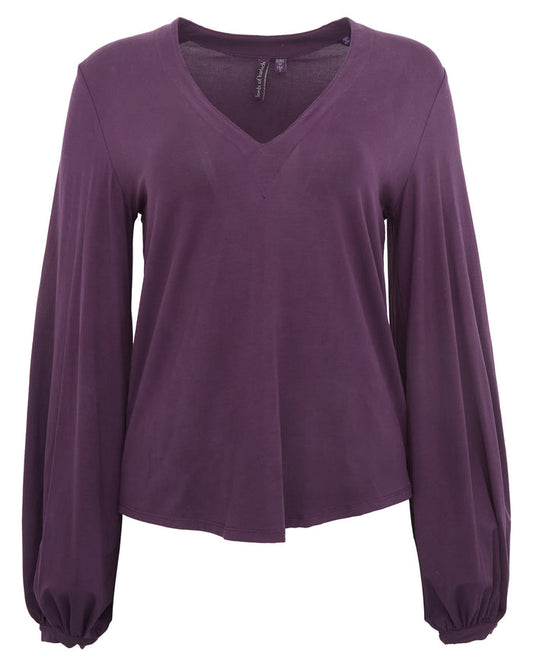 VAL LONG SLEEVE V-NECK SHIRT - PLUM