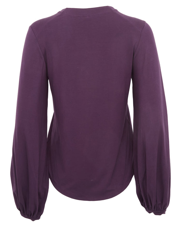 VAL LONG SLEEVE V-NECK SHIRT - PLUM