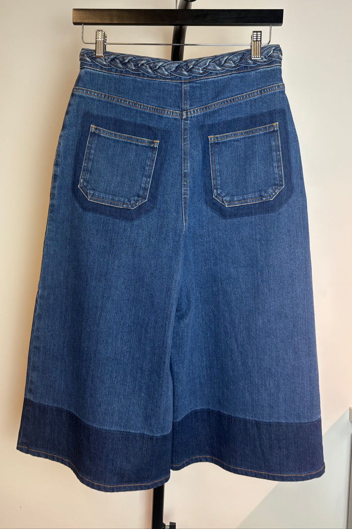 Valentino Denim Two-Tone Culottes