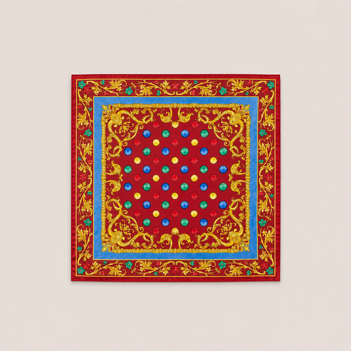 Versace Silk Kerchief Red Blue And Gold
