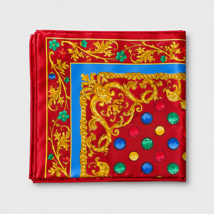 Versace Silk Kerchief Red Blue And Gold