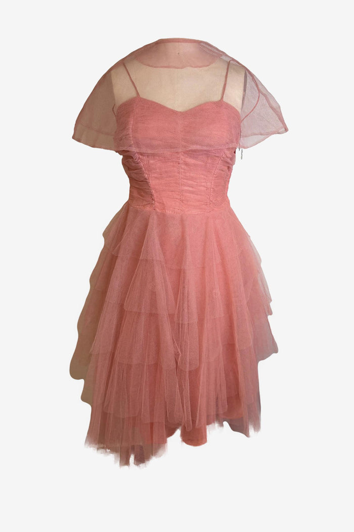 Vintage Apricot Tulle Cocktail Gown image 0