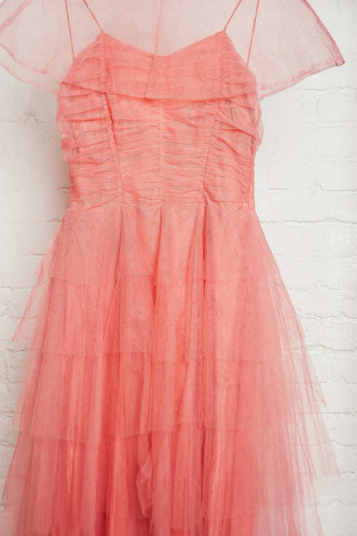 Vintage Apricot Tulle Cocktail Gown image 4