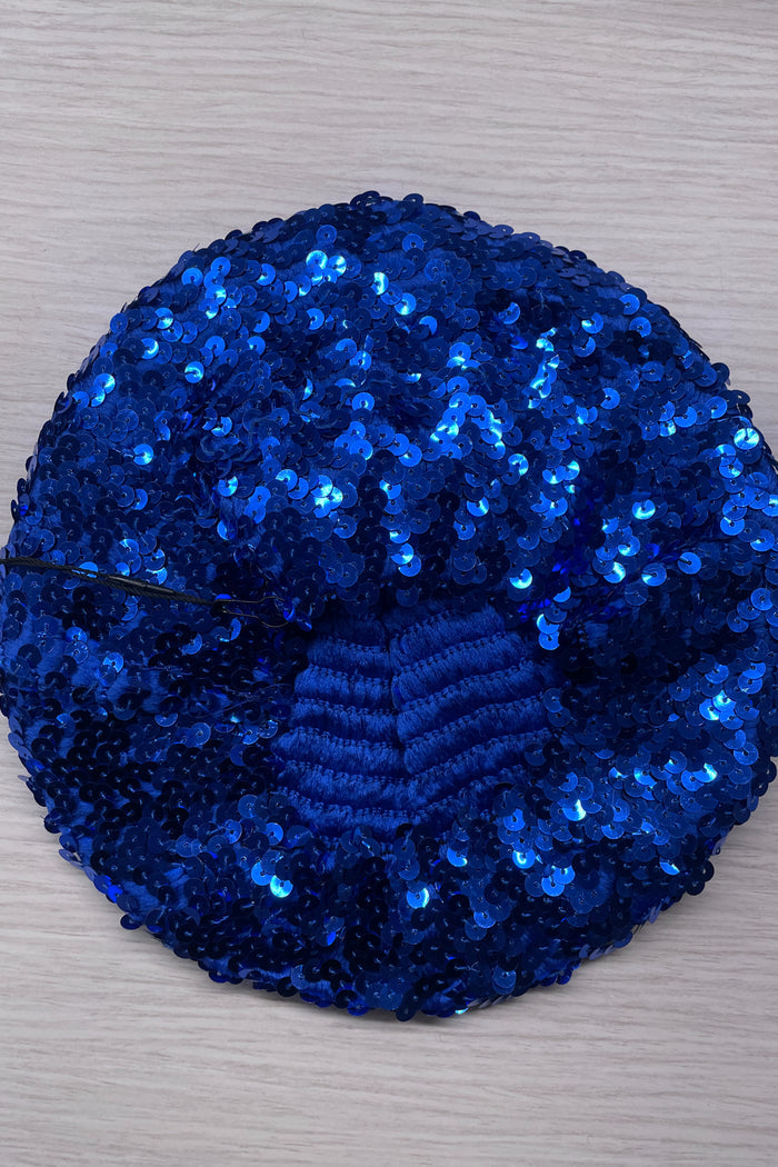 Vintage Blue Sequined Beret image 1