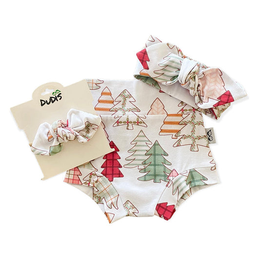 Vintage Christmas Trees Bummies and/or Headbands