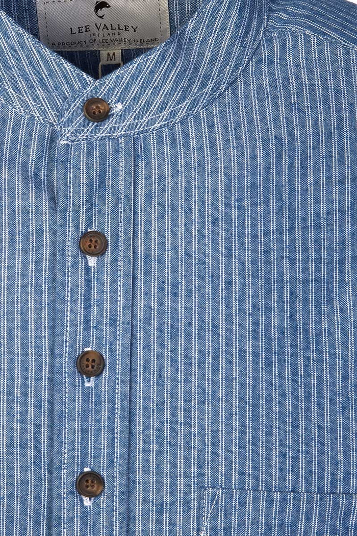 Vintage Cotton Shirt - White Pin Stripe on Blue