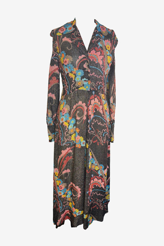 Vintage Floral Lurex Maxi Dress