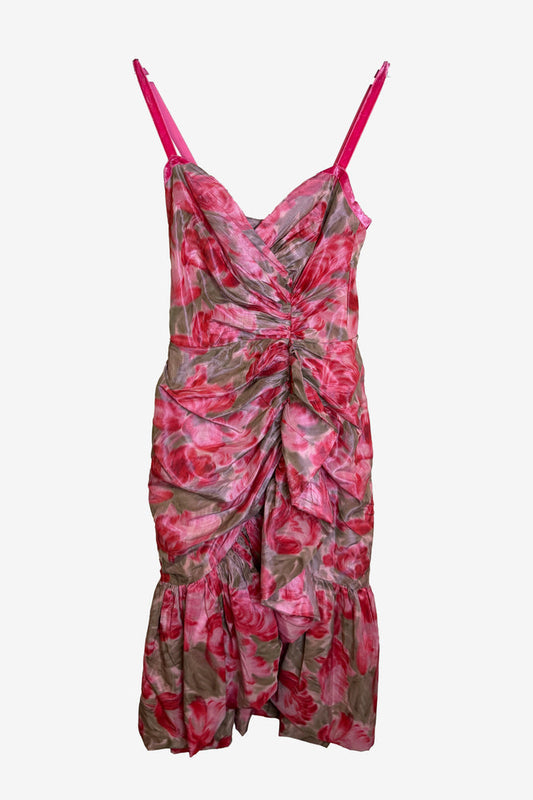 Vintage Gathered Rosette Midi Dress image 0