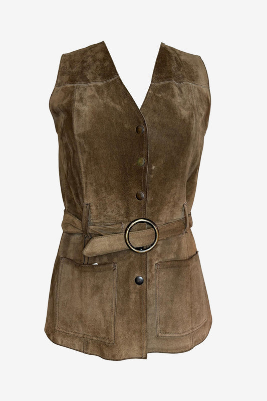 Vintage Suede Button-Up Vest