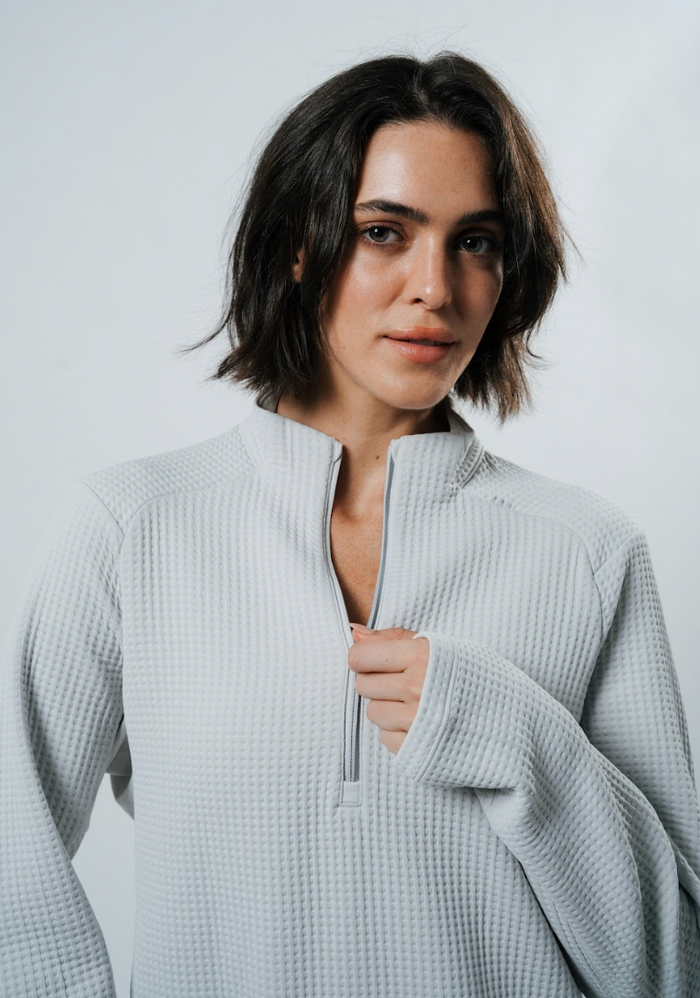 Waffle-Knit Half-Zip