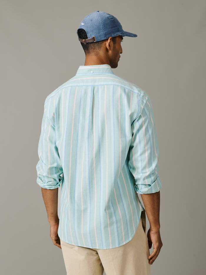 Aubin Green Stripe Walesby Lightweight Relaxed Oxford Shirt | Oxford Shirt