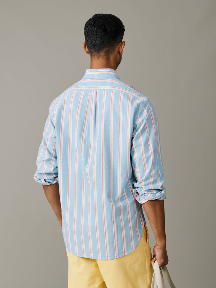 Aubin Blue Stipe Walesby Lightweight Relaxed Oxford Shirt | Oxford Shirt