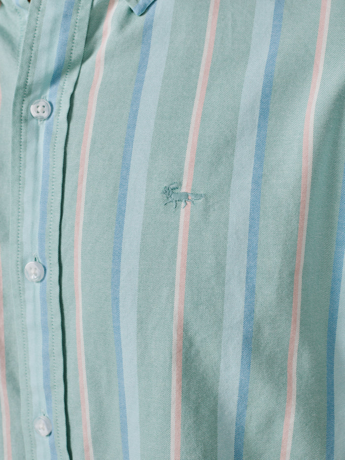 Aubin Green Stripe Walesby Lightweight Relaxed Oxford Shirt | Oxford Shirt