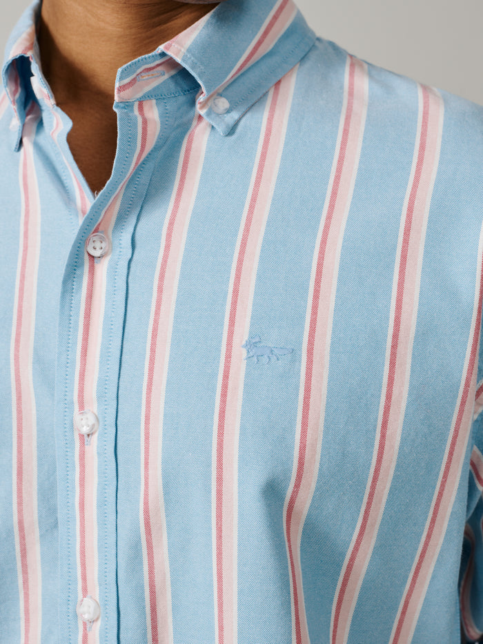 Aubin Blue Stipe Walesby Lightweight Relaxed Oxford Shirt | Oxford Shirt