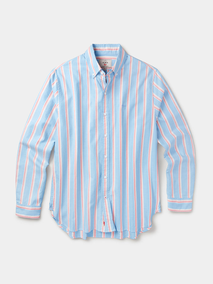 Aubin Blue Stipe Walesby Lightweight Relaxed Oxford Shirt | Oxford Shirt