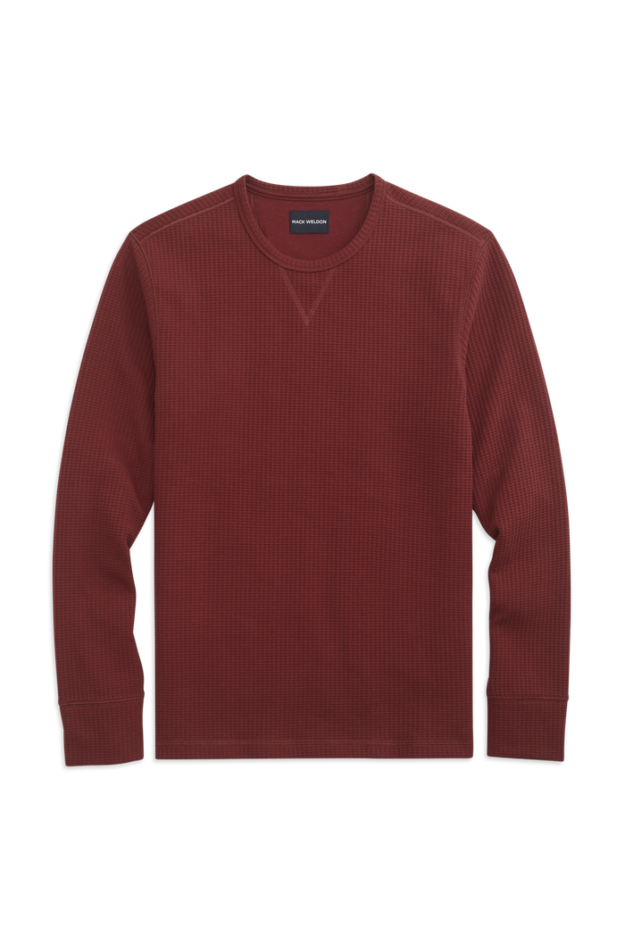 Front view of Aged port in WARMKNIT Waffle Crew Neck Shirt